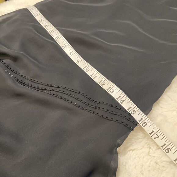 Women's Asymmetric Beaded Black Flutter Sleeve Handkerchief Maxi Dress‎ Sz 6 - Picture 9 of 12